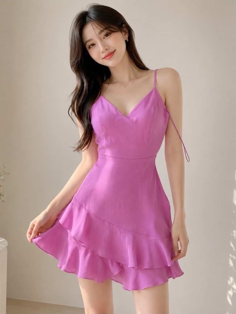 Express Hot Pink Ruffle Romper Dress NWT Size S Sleeveless Spaghetti Strap Mini